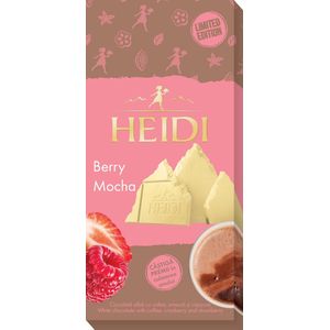 Ciocolata alba cu cafea, zmeura si capsune Heidi Berry Mocha, 80 g