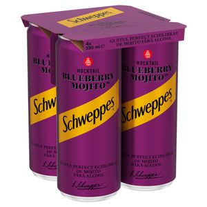 Bautura carbogazoasa Schweppes Blueberry Mojito, doza, 4 x 0.33 l