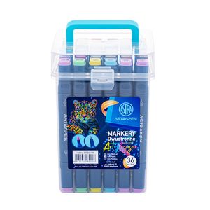 Set 36 markere cu dublu varf Astra, pensula si varf subtire, multicolor