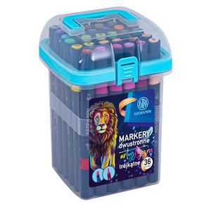 Set 36 markere cu dublu varf Astra, pensula si varf lat, multicolor