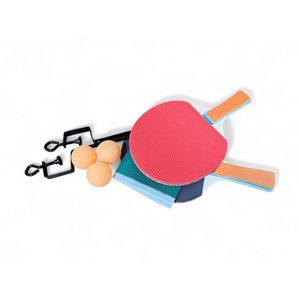 Set 2 palete de ping-pong, fileu si 3 mingi, multicolor