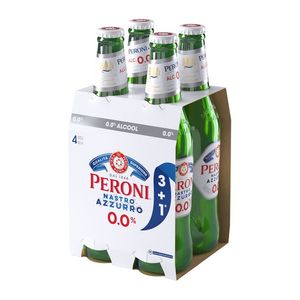 Bere blonda fara alcool Peroni Nastro Azzurro 0.0%, sticla, 3+1 x 0.33 l