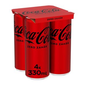 Bautura carbogazoasa Coca-Cola Zero Zahar, doza, 4 x 0.33 l