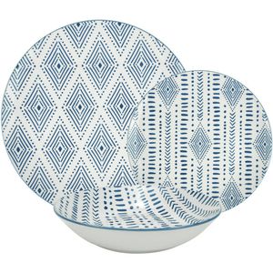 Serviciu de masa Actuel, 18 piese, portelan, decor albastru
