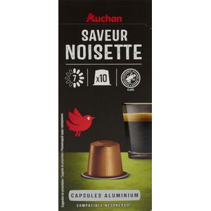 Capsule cafea Auchan Arabica cu aroma de alune de padure, compatibile Nespresso, 10 capsule