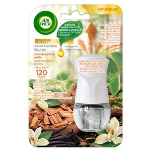 Odorizant electric de camera Air Wick, Lemn de santal & Vanilie, 19 ml