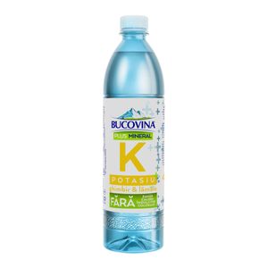 Apa aromatizata cu gust de ghimbir si lamaie Bucovina Plus Mineral Potasiu, 0.7 l