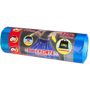 Saci menajeri cu snur Oti Forte, 120 l, 10 bucati, albastru