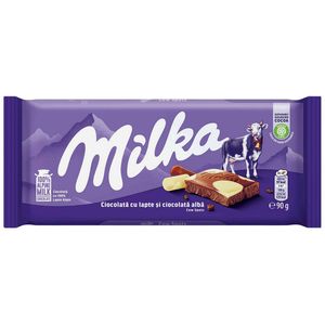 Ciocolata cu lapte si ciocolata alba Milka Cow Spots, 90 g