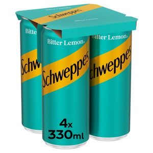 Apa tonica cu lamaie Schweppes Bitter Lemon, doza, 4 x 0.33 l