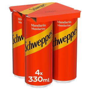 Bautura carbogazoasa cu aroma de mandarine Schweppes Mandarin, doza, 4 x 0.33 l