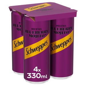 Bautura carbogazoasa Schweppes Blueberry Mojito, doza, 4 x 0.33 l