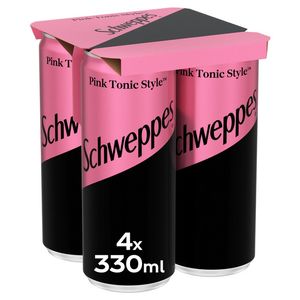 Bautura carbogazoasa Schweppes Pink Tonic Style, doza, 4 x 0.33 l