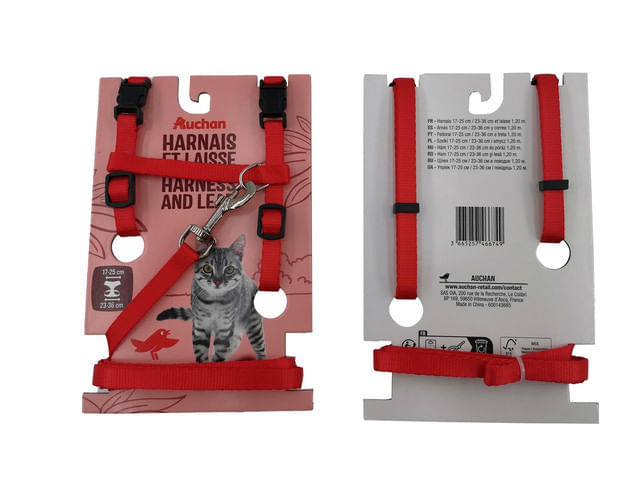 ham-si-lesa-pentru-pisici-auchan-120-cm-rosu