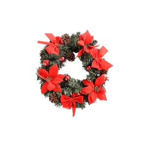 Coronita de agatat Actuel, cu flori de craciunite, conuri si globulete, 30 cm