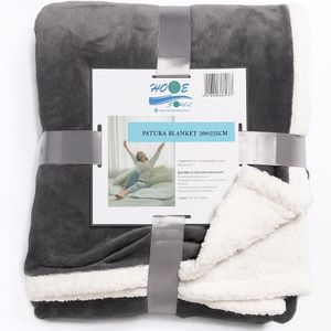 Patura din sherpa si flanel, 200 x 220 cm, diverse culori, diverse modele