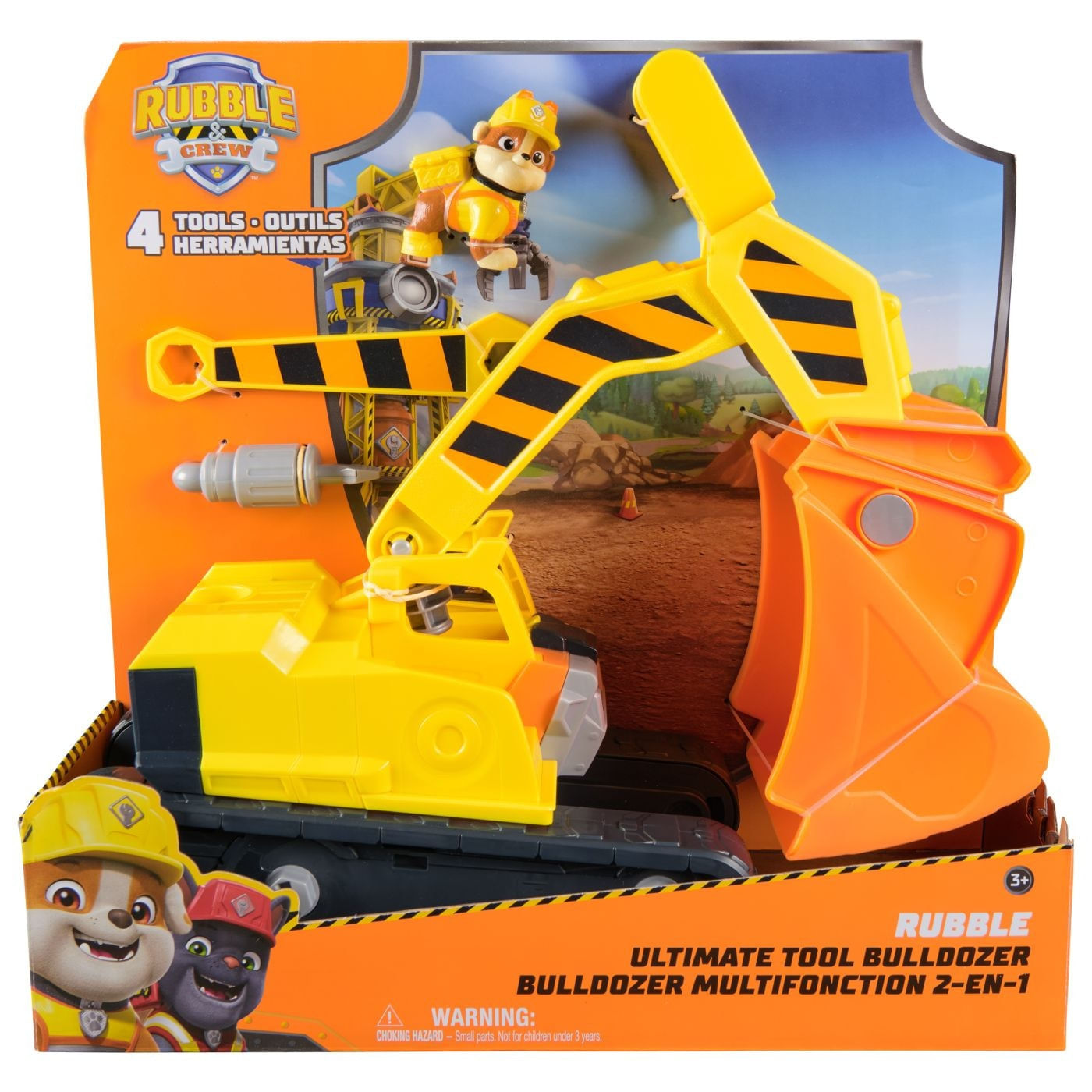 Set figurina si vehicul Paw Patrol - Rubble Crew, Rubble cu buldozer