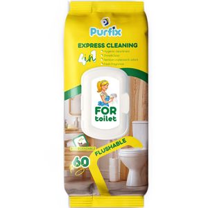 Servetele umede pentru curatarea baii Purfix, 60 bucati, diverse culori