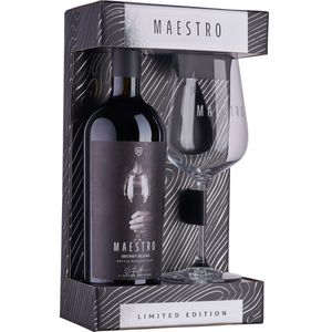 Vin rosu demisec Apriori Maestro Secret Blend, 0.75 l + pahar