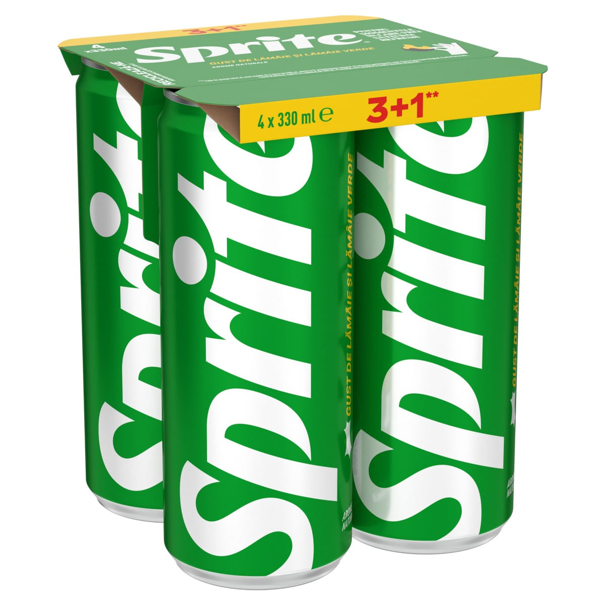 Bautura carbogazoasa cu aroma de lamaie si lamaie verde Sprite, 3+1 x 0.33 l