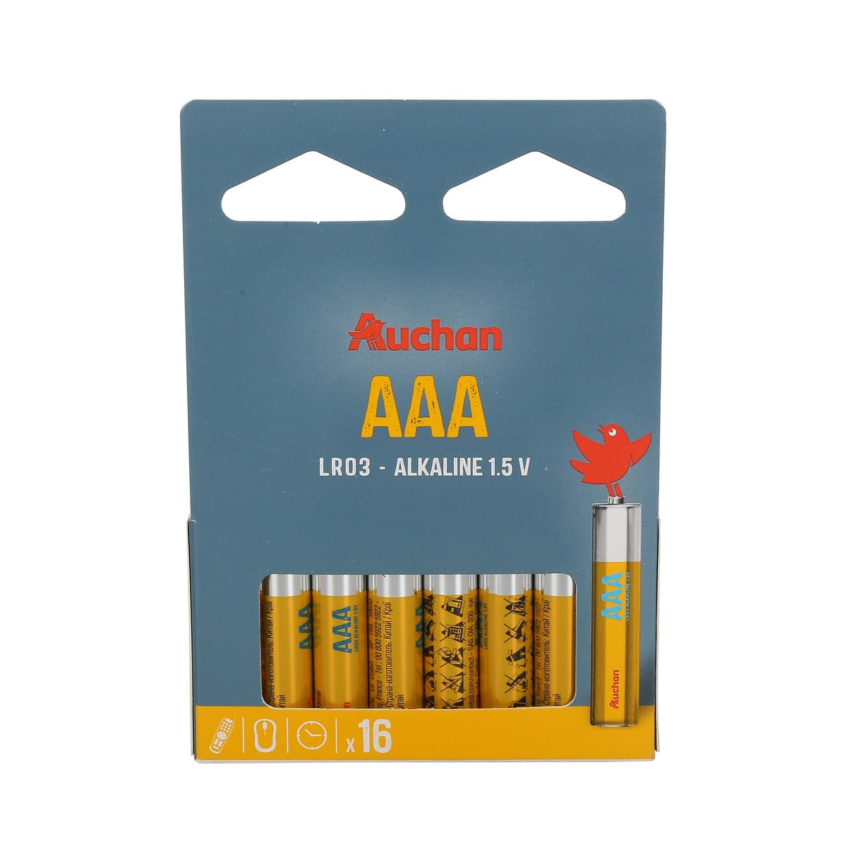 Baterii alcaline Auchan AAA LR03, 16 bucati