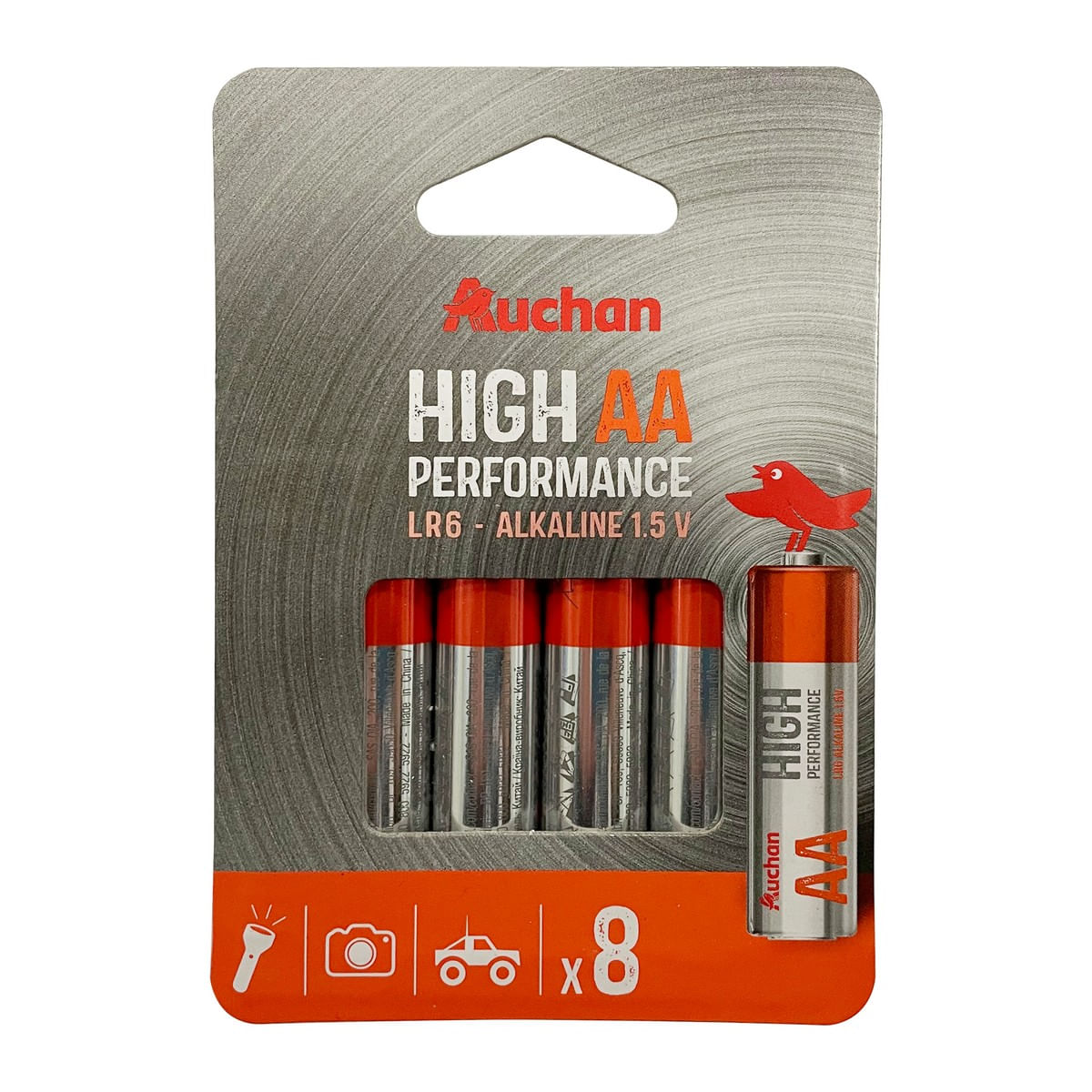 Baterii alcaline Auchan High Performance AA LR06, 8 bucati