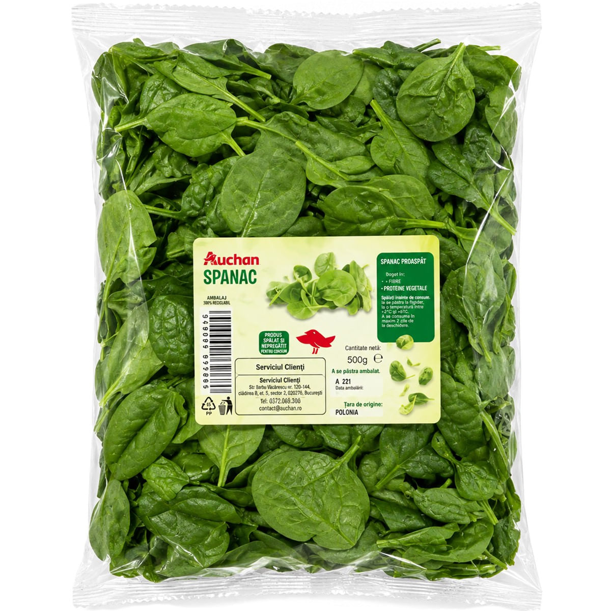 Spanac Auchan, 500 g