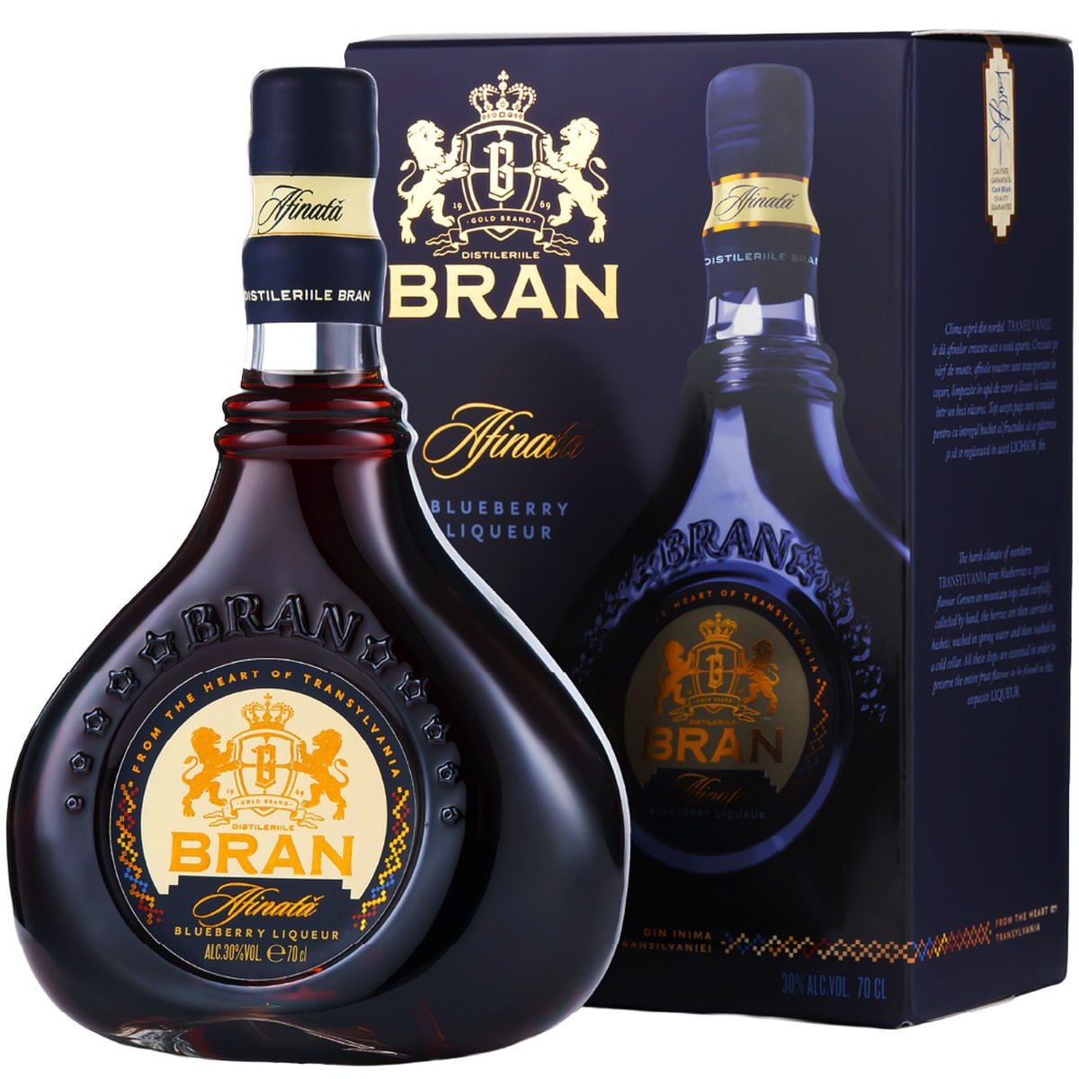 Lichior de afine Bran Afinata, 30% alcool, 0.7 l + cutie