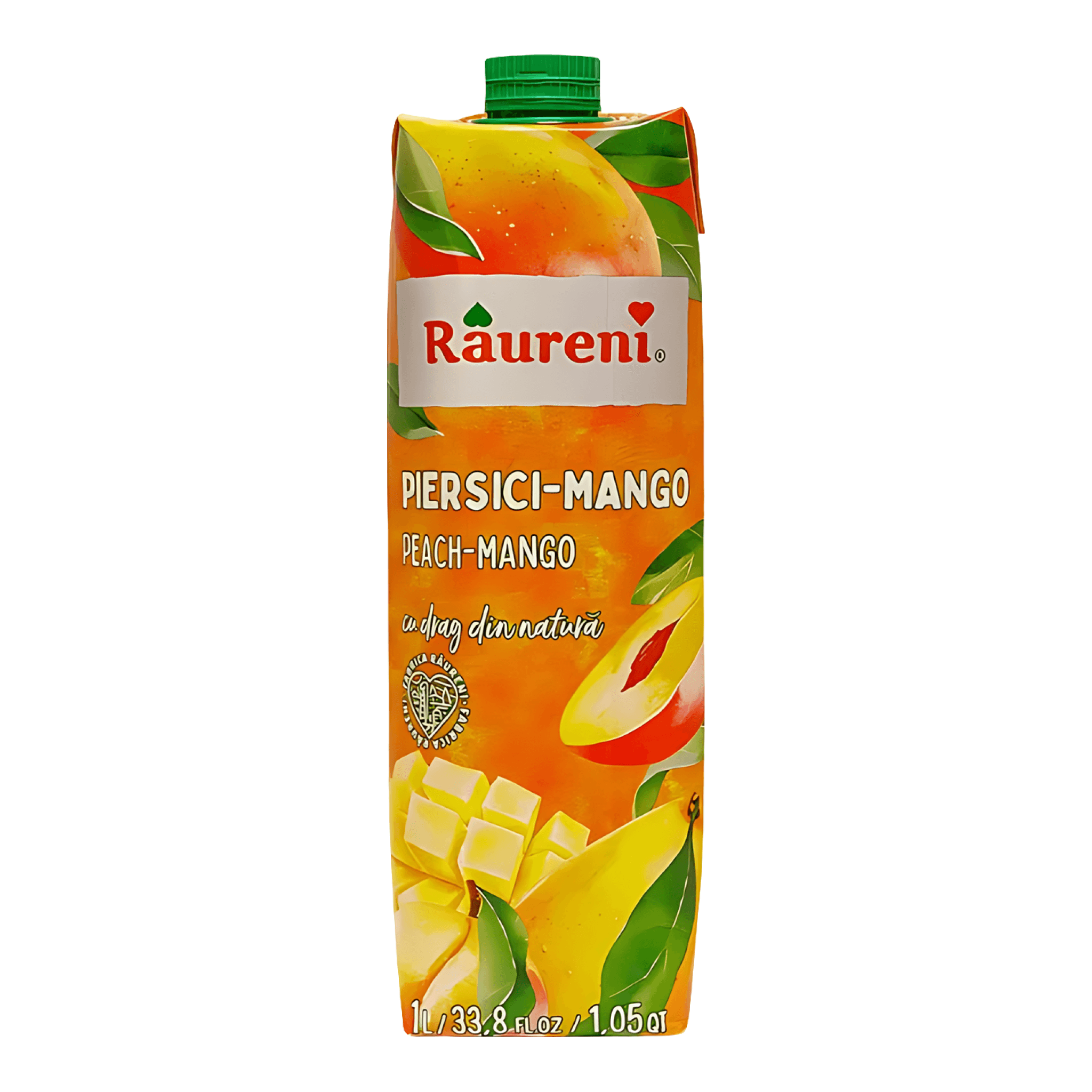 Bautura necarbogazoasa cu piure de piersici si mango Raureni, 1 l