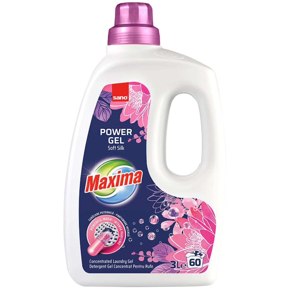 Detergent gel concentrat pentru rufe Sano Soft Silk, 60 spalari, 3 l
