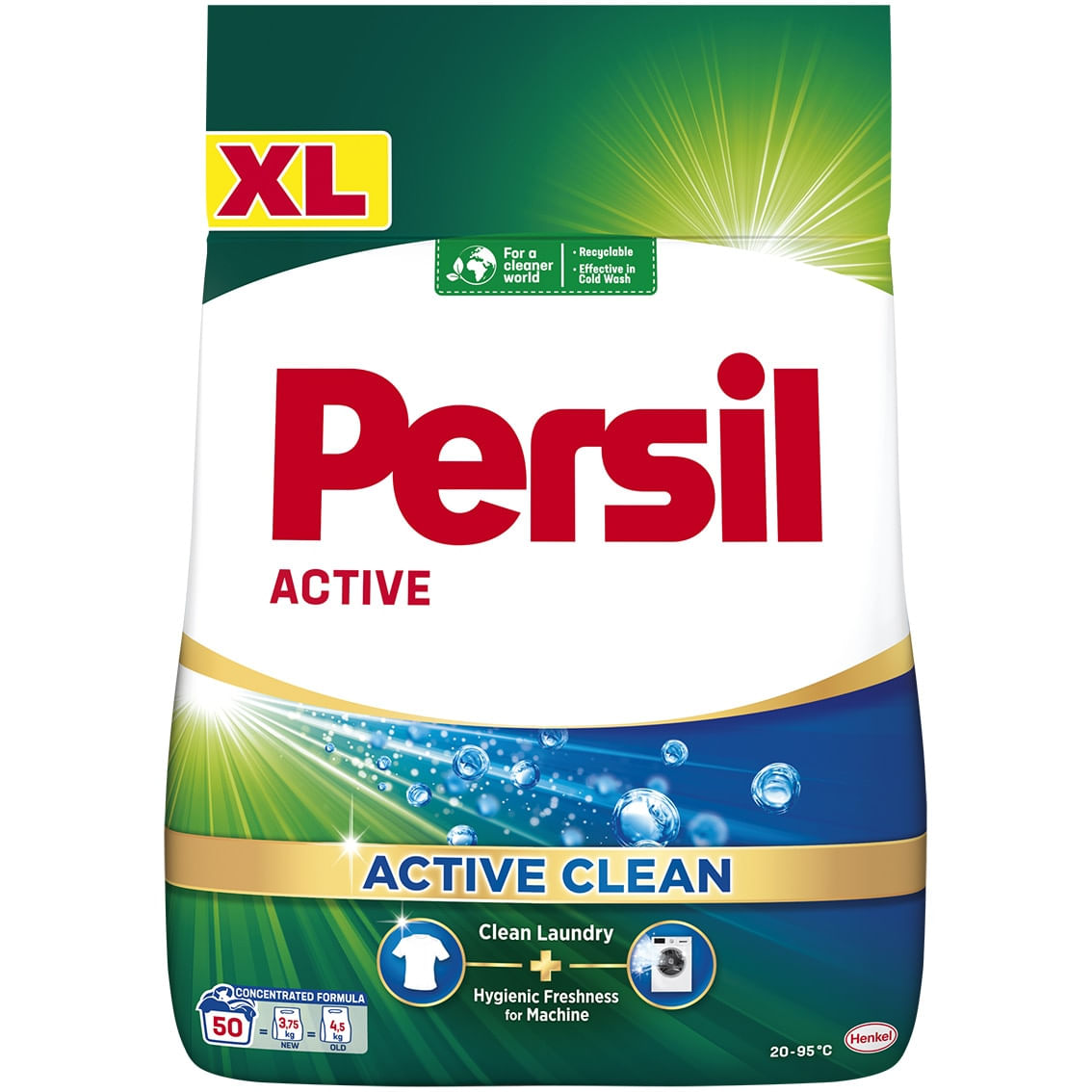 Detergent de rufe pudra Persil XL Active Clean, 50 spalari, 3.75 kg