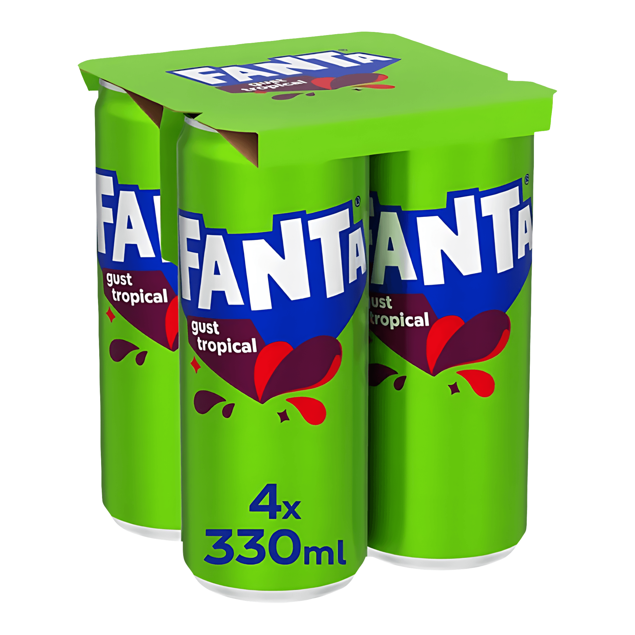 Bautura carbogazoasa Fanta Tropical, doza, 4 x 0.33 l