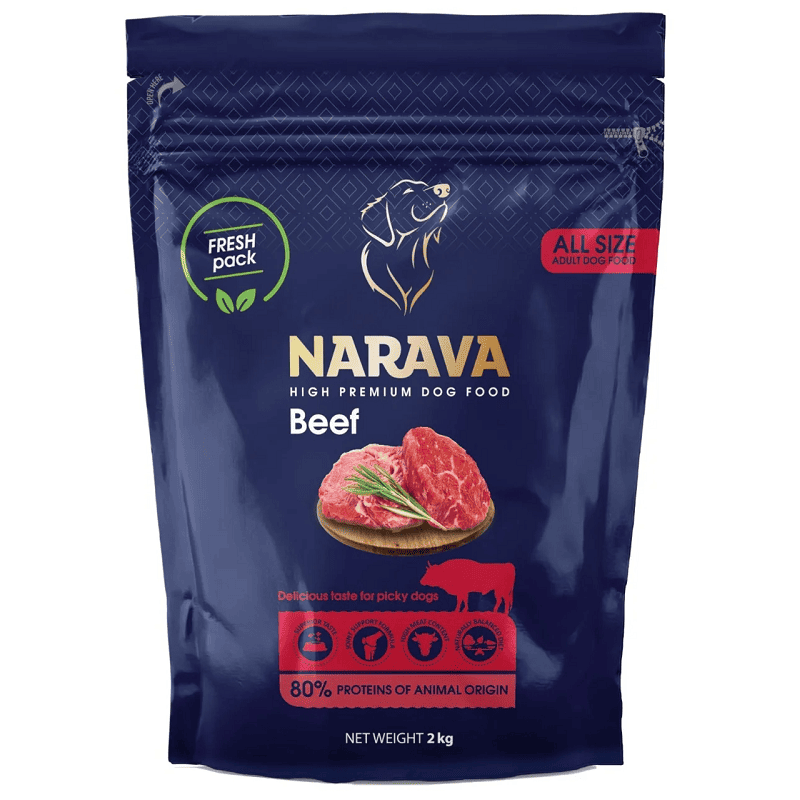 Hrana uscata pentru caini adulti Narava, vita, 2 kg