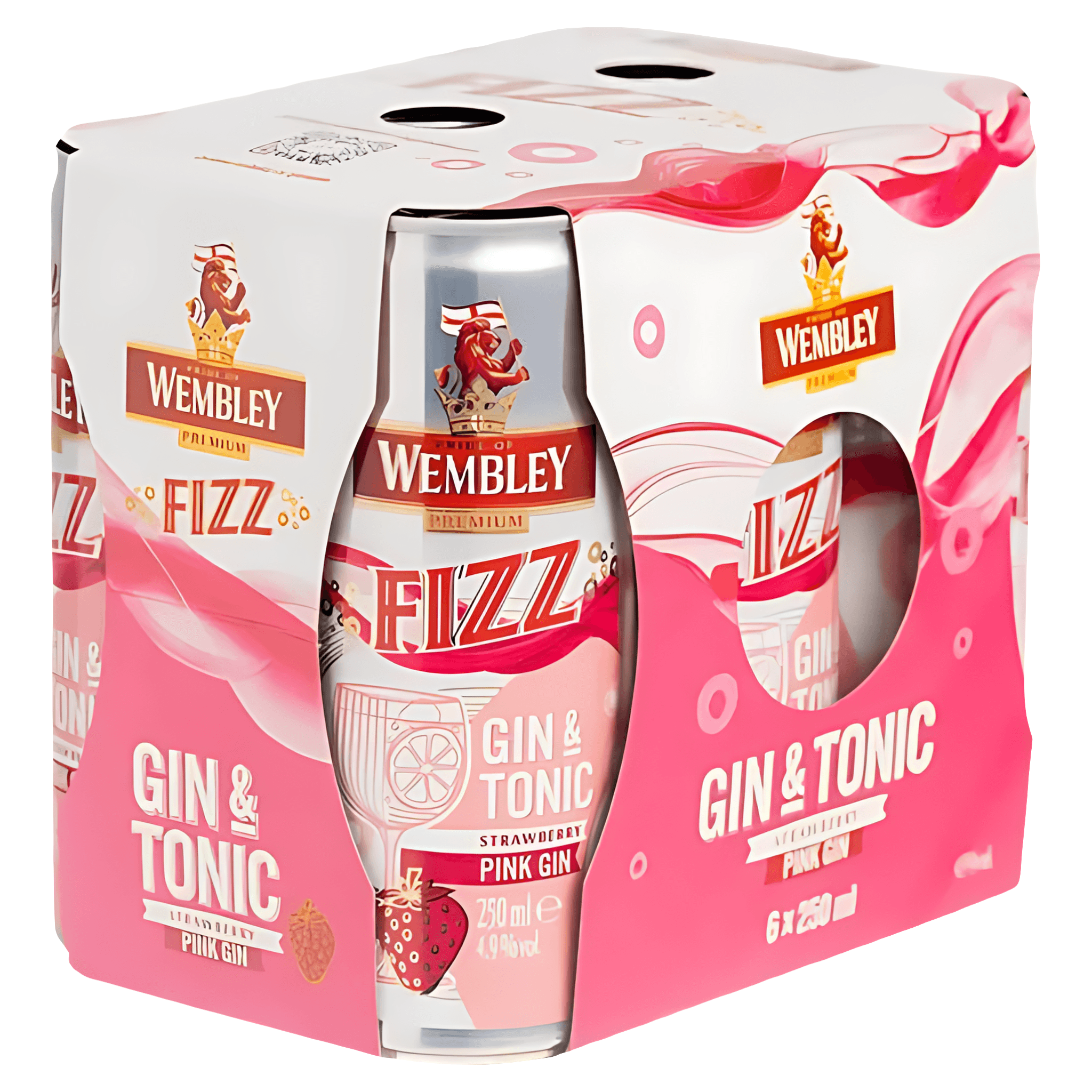 Cocktail cu aroma de capsuni Wembley Fizz Gin & Tonic, 6 x 0.25 l