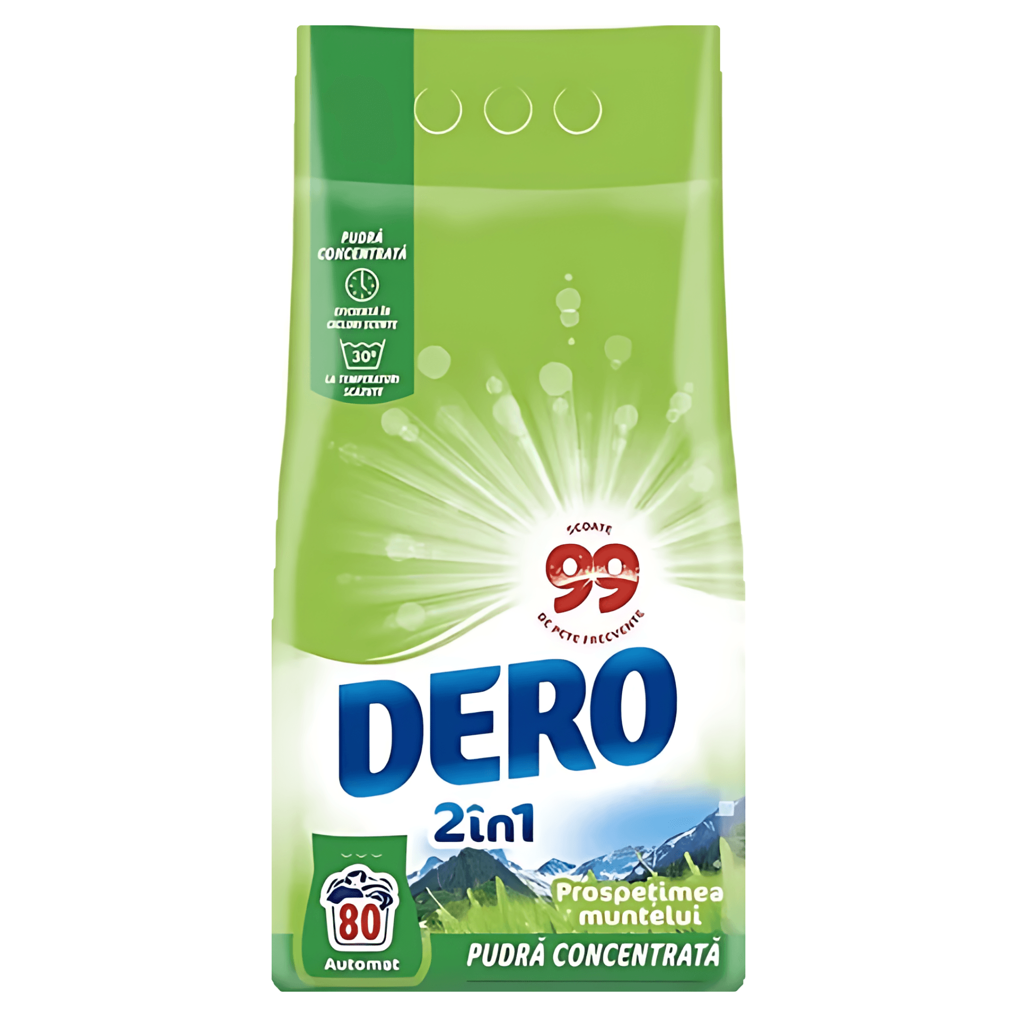 Detergent pudra automat Dero 2in1 Prospetimea muntelui, 80 spalari, 6 kg