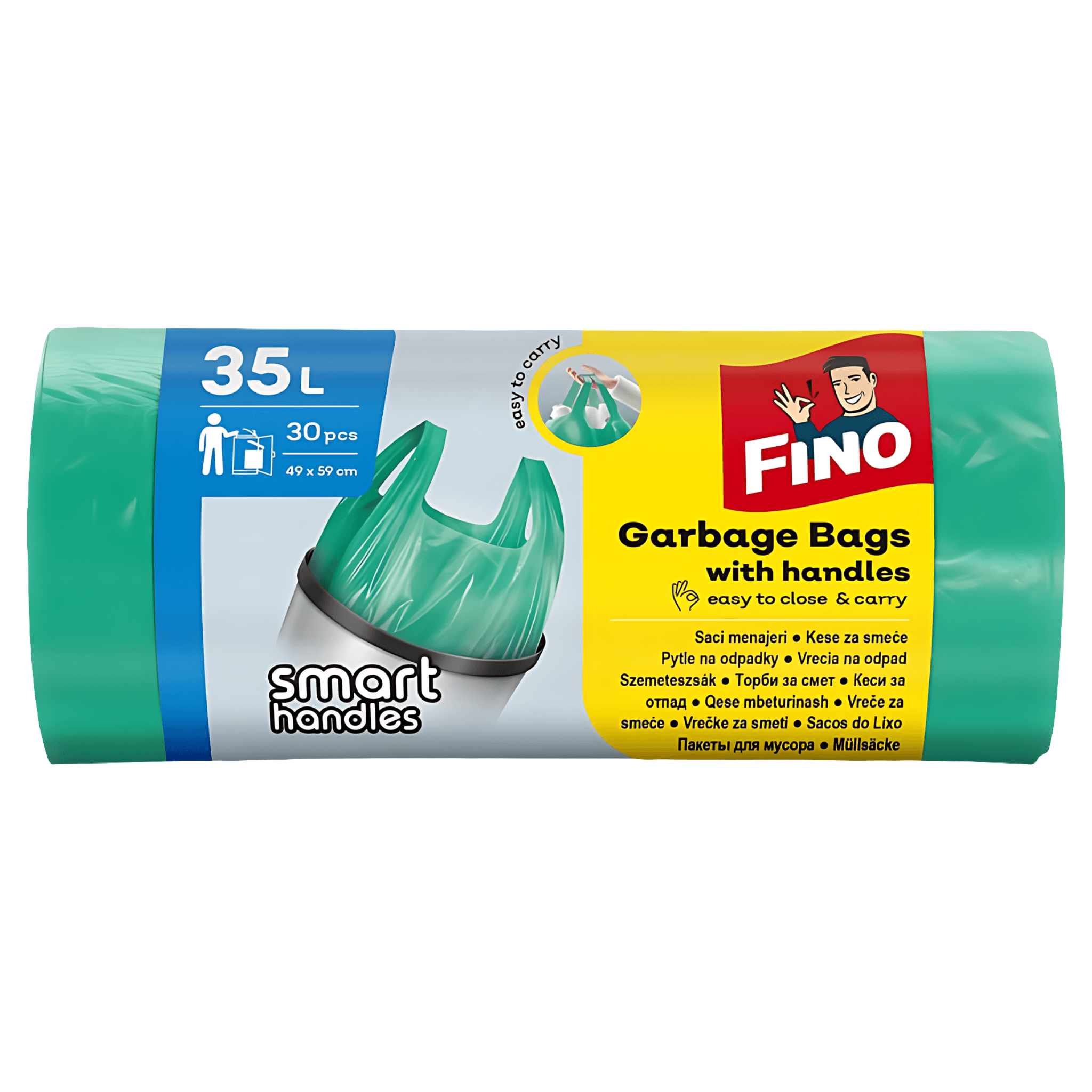 Saci gunoi Fino HD, colorati, 35 l, 30 bucati