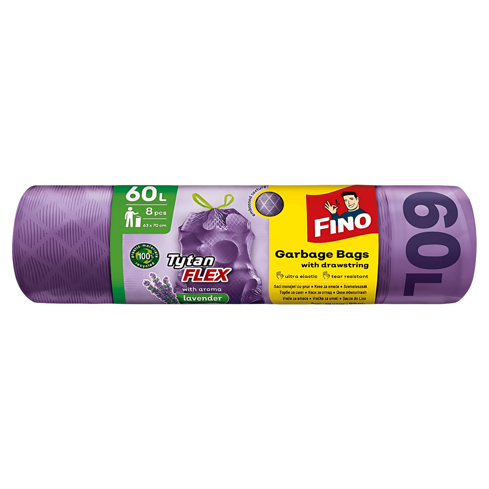 Saci menajeri aromati cu parfum de lavanda Fino, 60 l, 8 buc