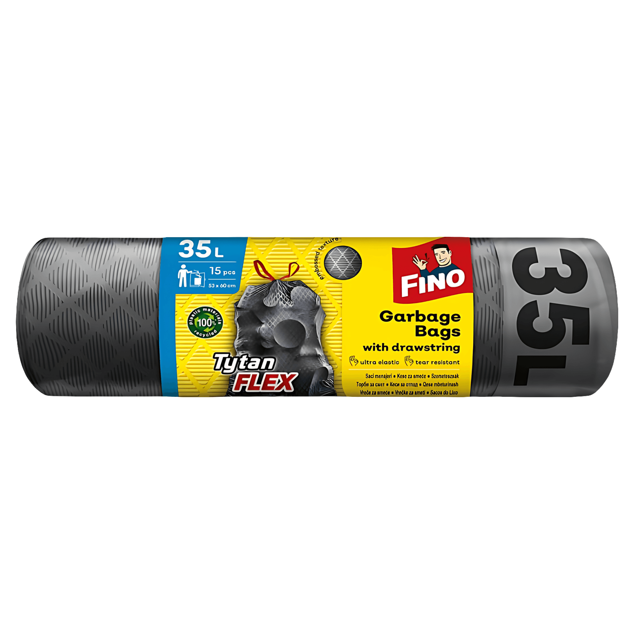 Saci menajeri cu snur Fino Tytan Flex, 35 l, 15 bucati