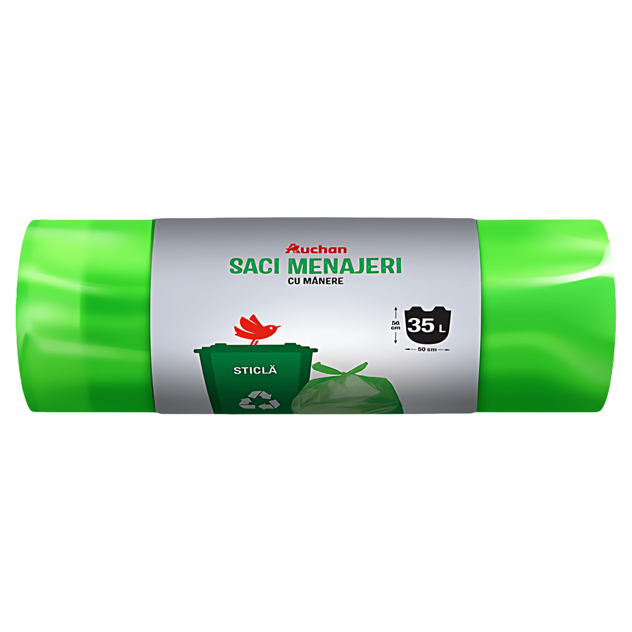 Saci menajeri verzi Auchan, 35 l, 20 bucati