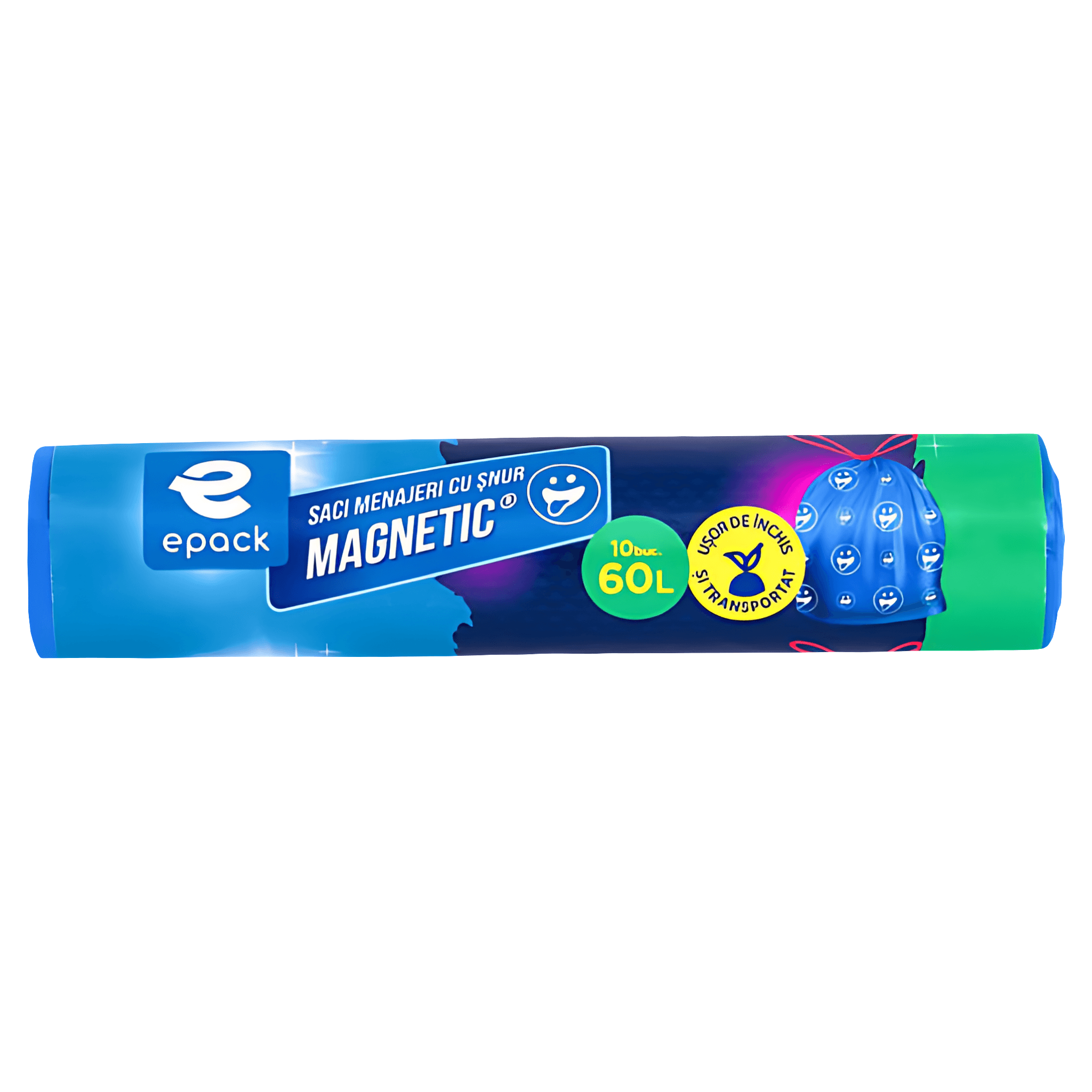 Saci de gunoi cu snur Epack, 60 l, 10 buc