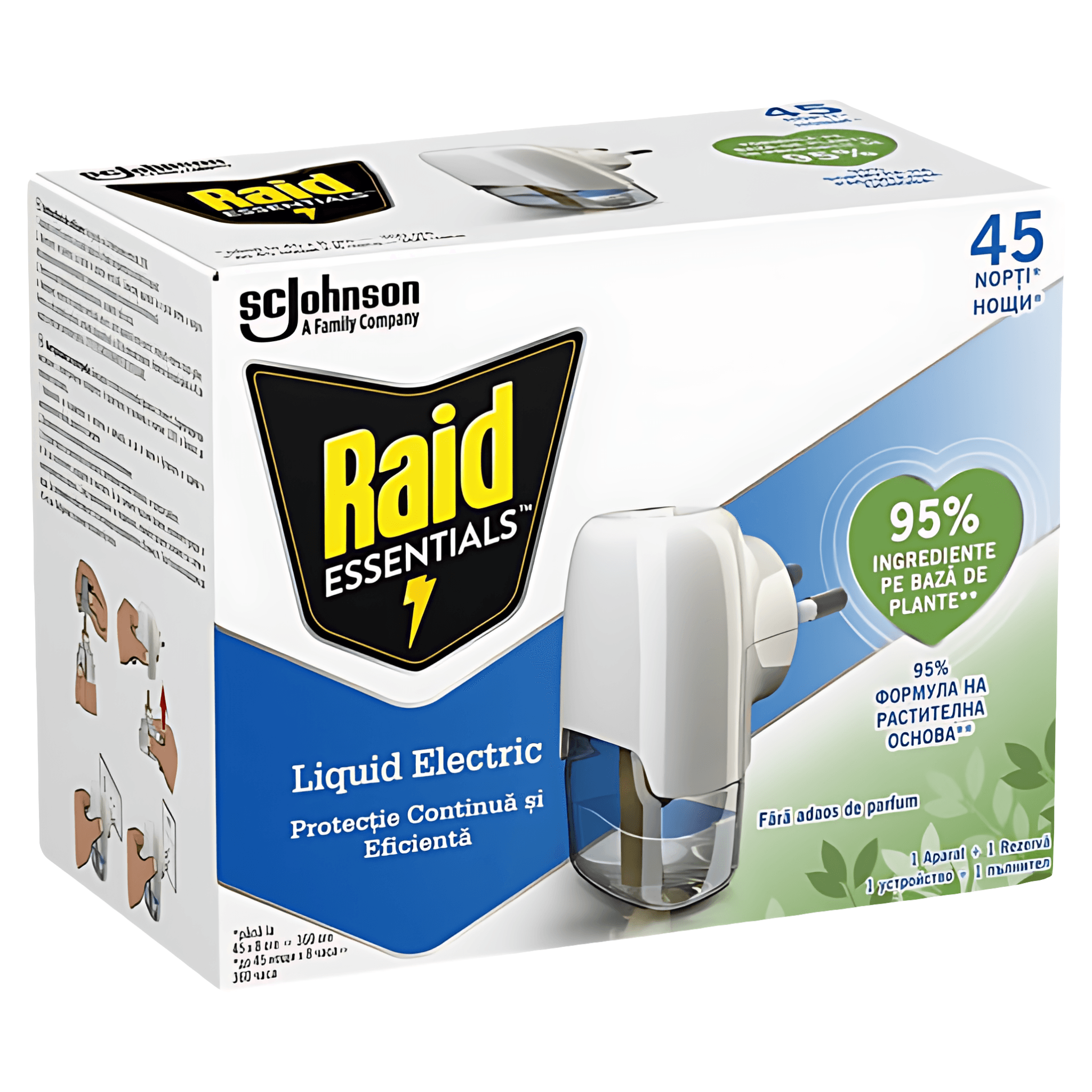 Aparat electric impotriva tantarilor Raid Essentials, pentru 45 de nopti, 27 ml