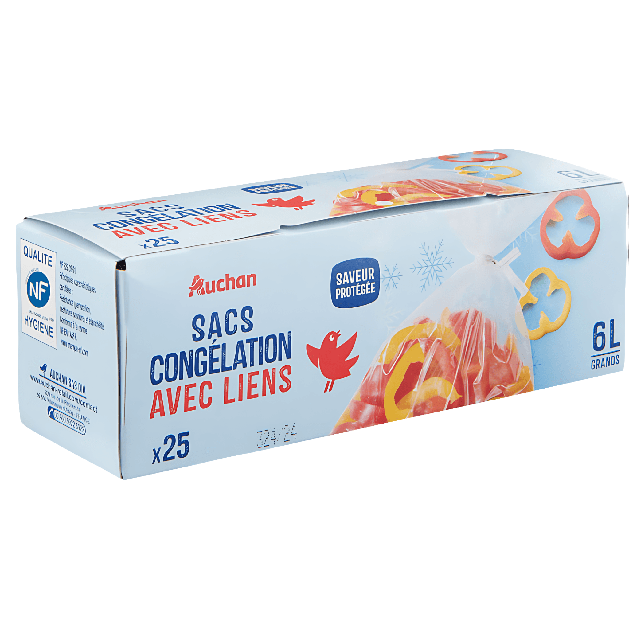 Pungi pentru congelator Auchan, 6L, 25 bucati
