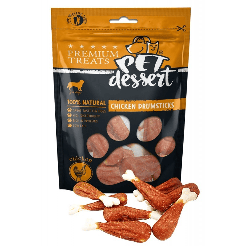 Recompense pentru caini Pets Dessert, pulpite cu pui, 80 g
