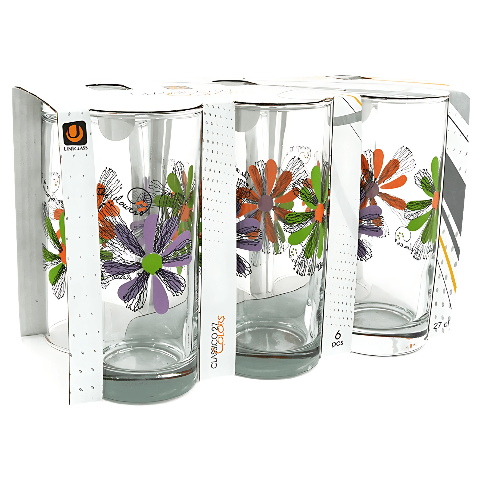 Set 6 pahare cu decor Classico 27 cl
