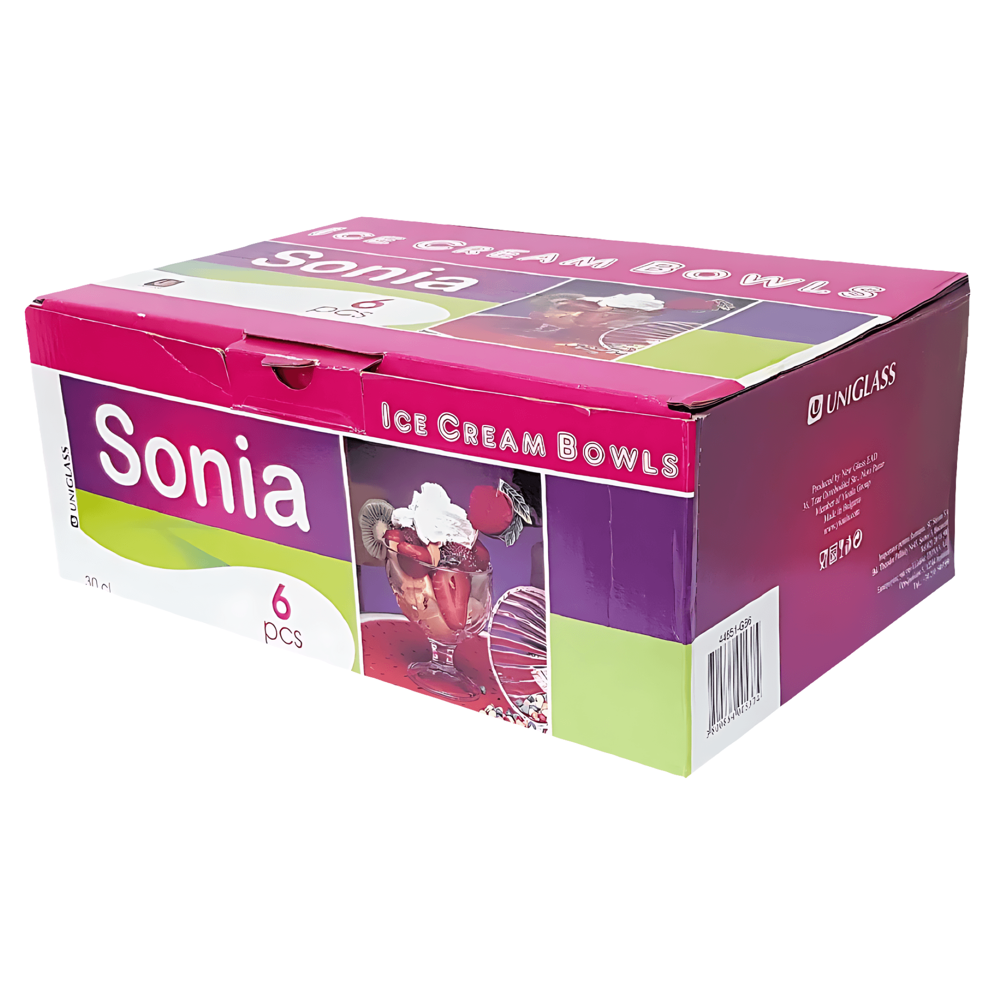 Set 6 cupe de inghetata Uniglass Sonia 290ml