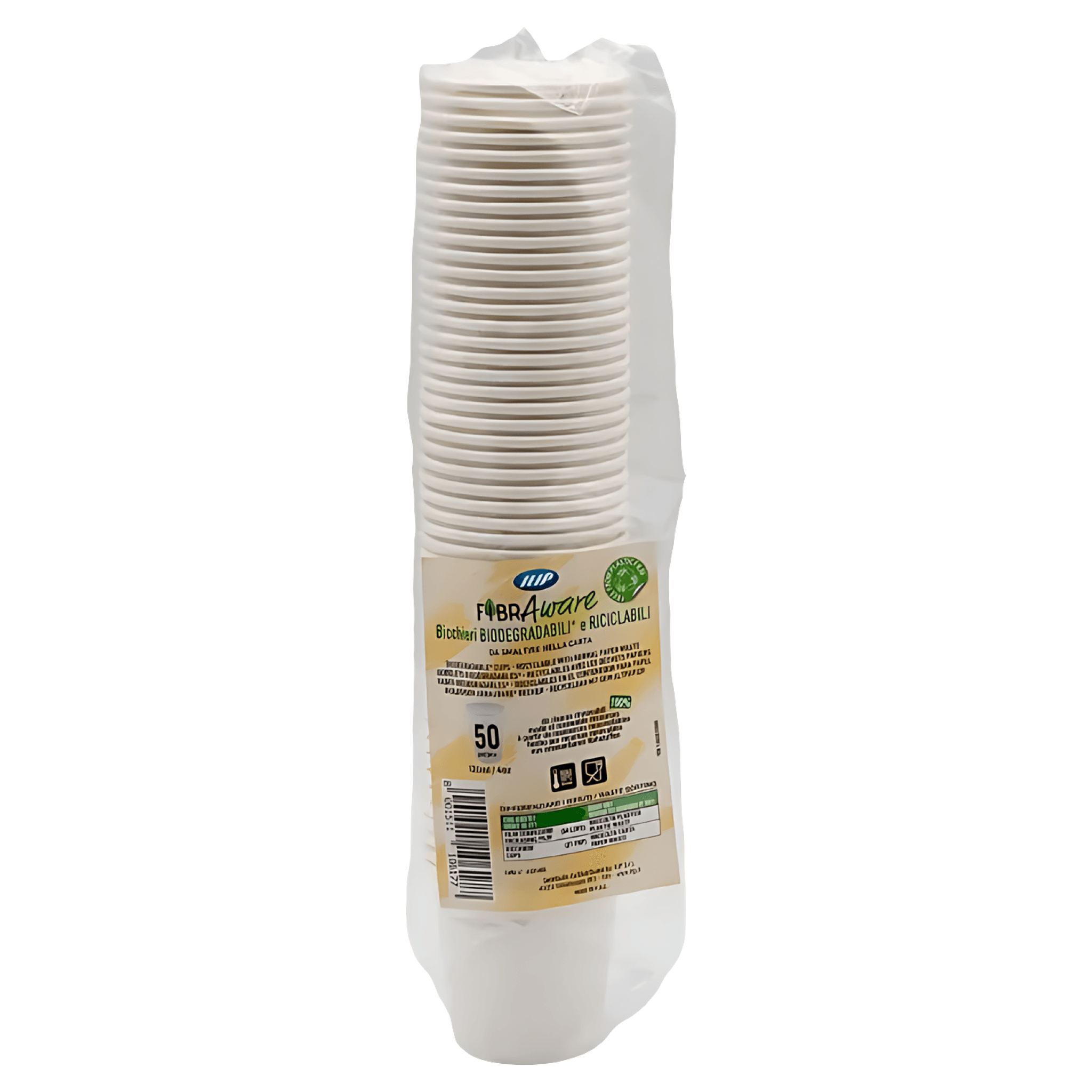 Set pahare de unica folosinta, 50 bucati, 120 ml, carton biodegradabil, alb
