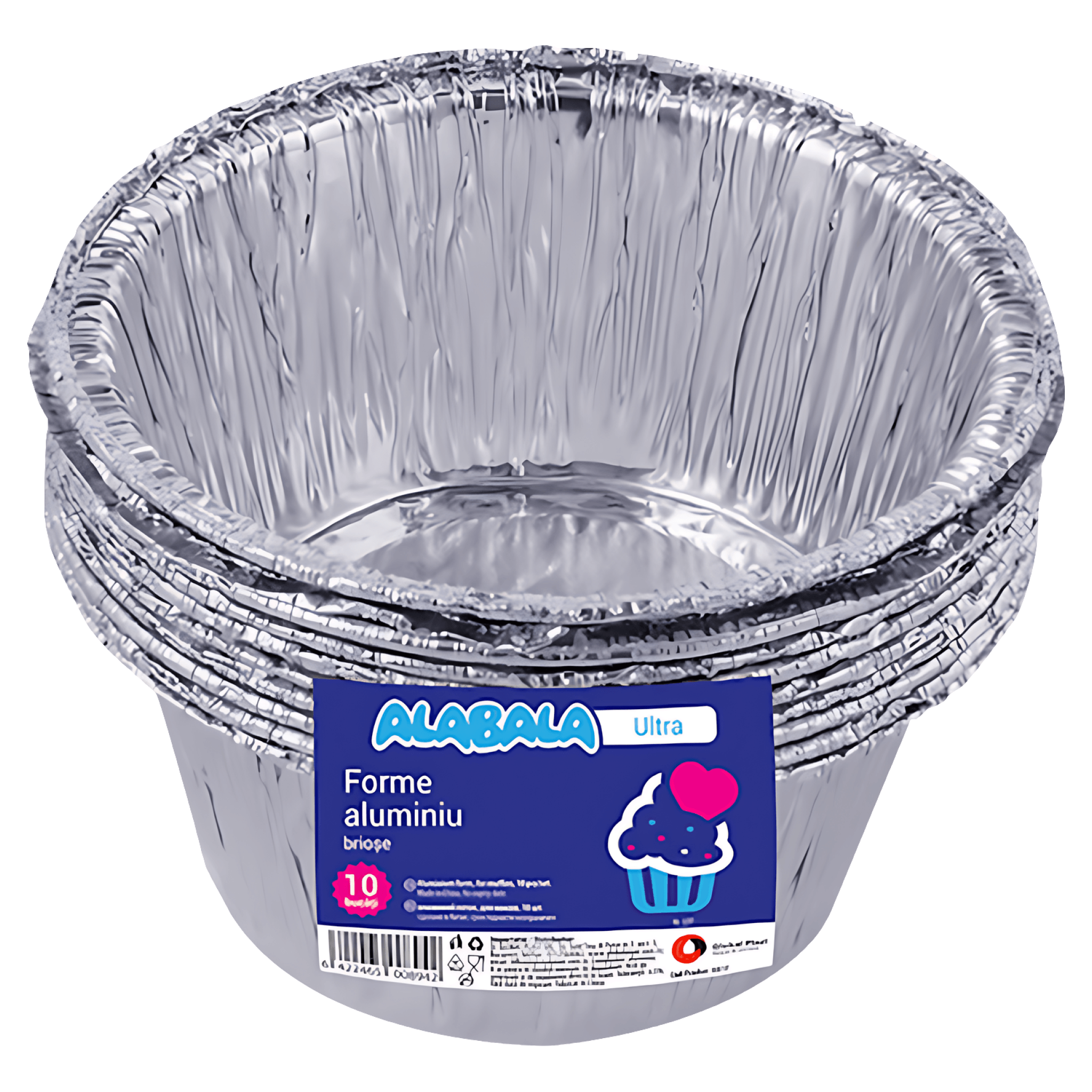 Set forme de unica folosinta Alabala, pentru briose, 10 bucati, aluminiu