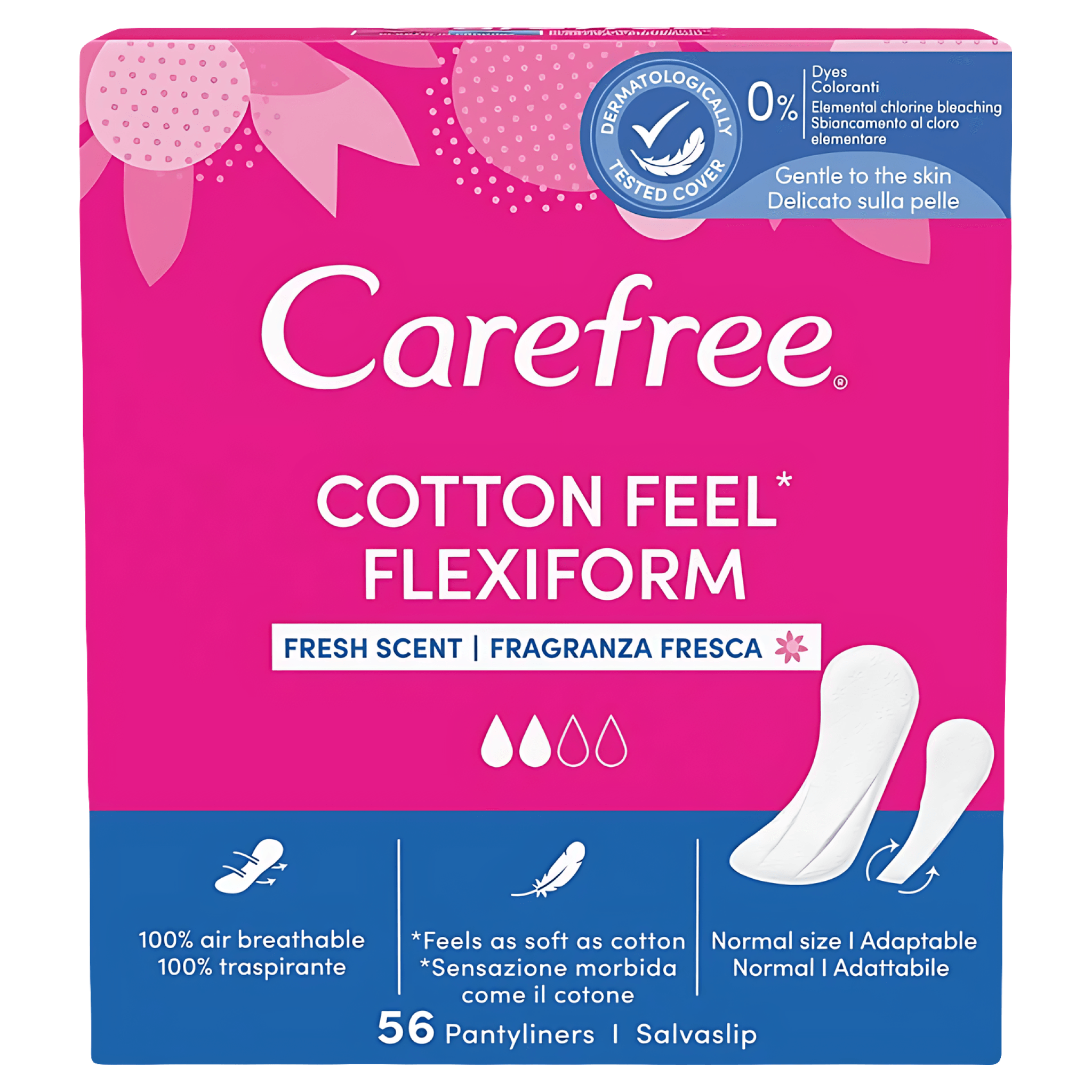 Absorbante Carefree Pantyliners Panty Flexi White, 56 bucati