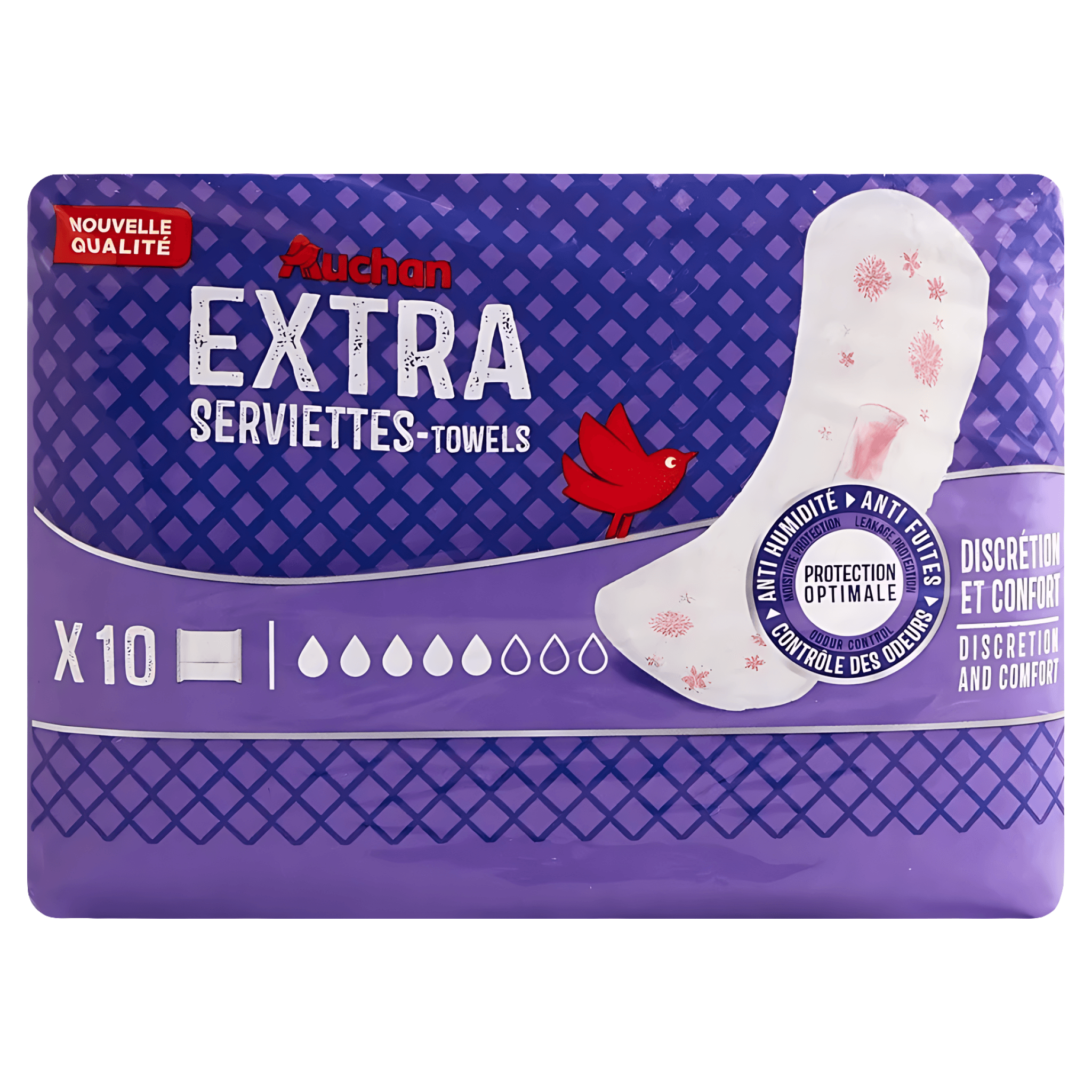 Absorbante pliate Auchan Extra Serviettes, 10 bucati