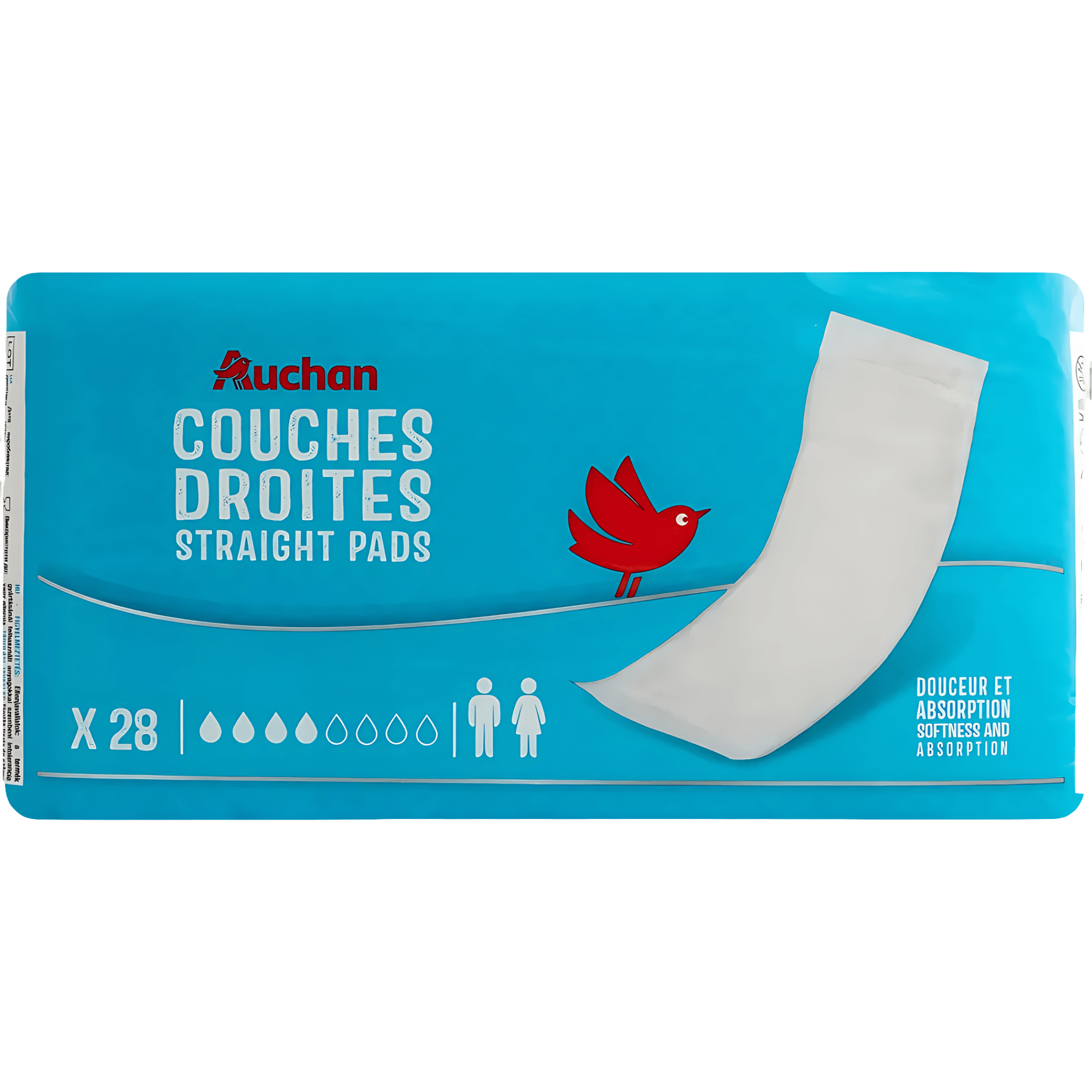 Scutece drepte pentru adulti Auchan, 4 picaturi, 28 bucati